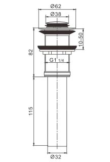 Донный клапан Rose RS13 хром
